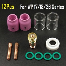 12Pcs TIG Welding Torch Stubby Gas Lens #10 Pyrex Cup Kit For WP-17/18/26 Conductivity Of Copper For Welding Parts