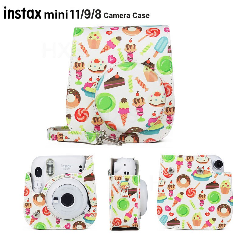 Camera Case Compatibel Met Fujifilm Instax Mini 11/9/8 Instant Film Camera, pu Lederen Tas Cover Met Verstelbare Schouderband: N