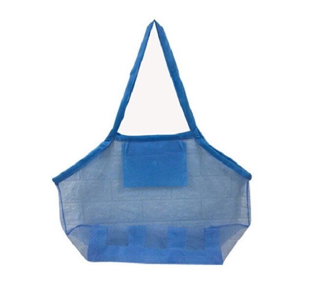 Portable Foldable Kids Beach Toys Mesh Bag Children Bath Beach Toys Pouch Bag Child Baby Large Mesh Tote Baskets Storage Bag: blue