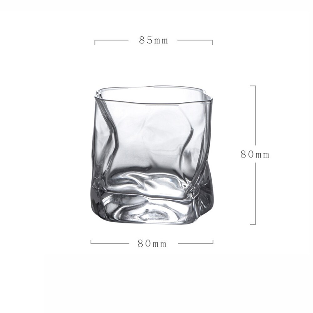 250ML Ins Style Japanese Irregular Glass Cup Wine Beer Whiskey Vodka For Kitchen Bar Ice Pattern Fold Cups: A