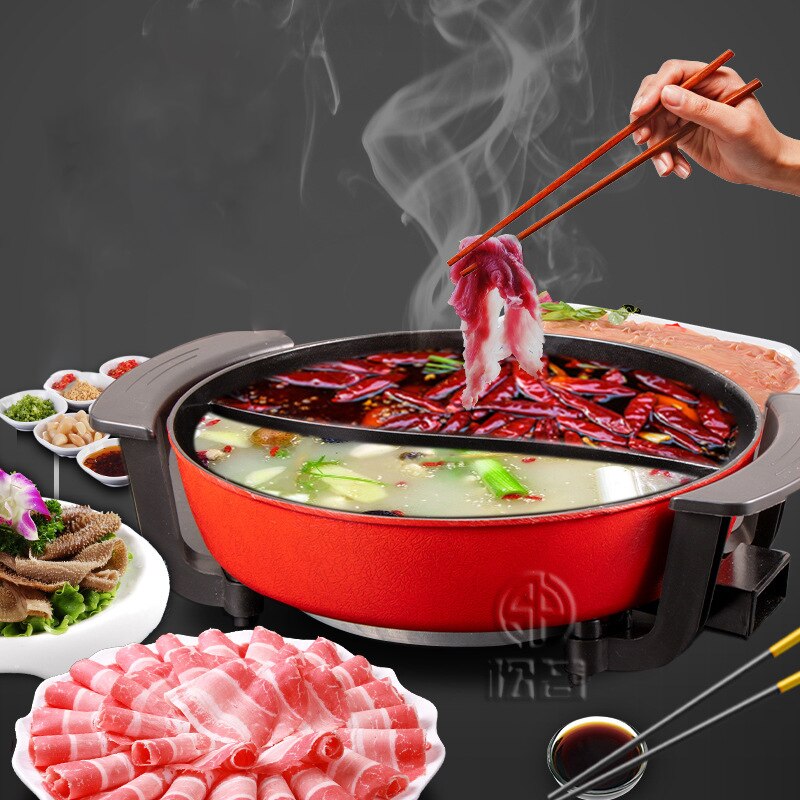 1300W 6L Elektrische Heiße Suppe Töpfe Edelstahl Nicht Stock Rauchfreien Heimat Küche CookwareTwin Unterteilt Shabu Topf Eintopf Elektrische