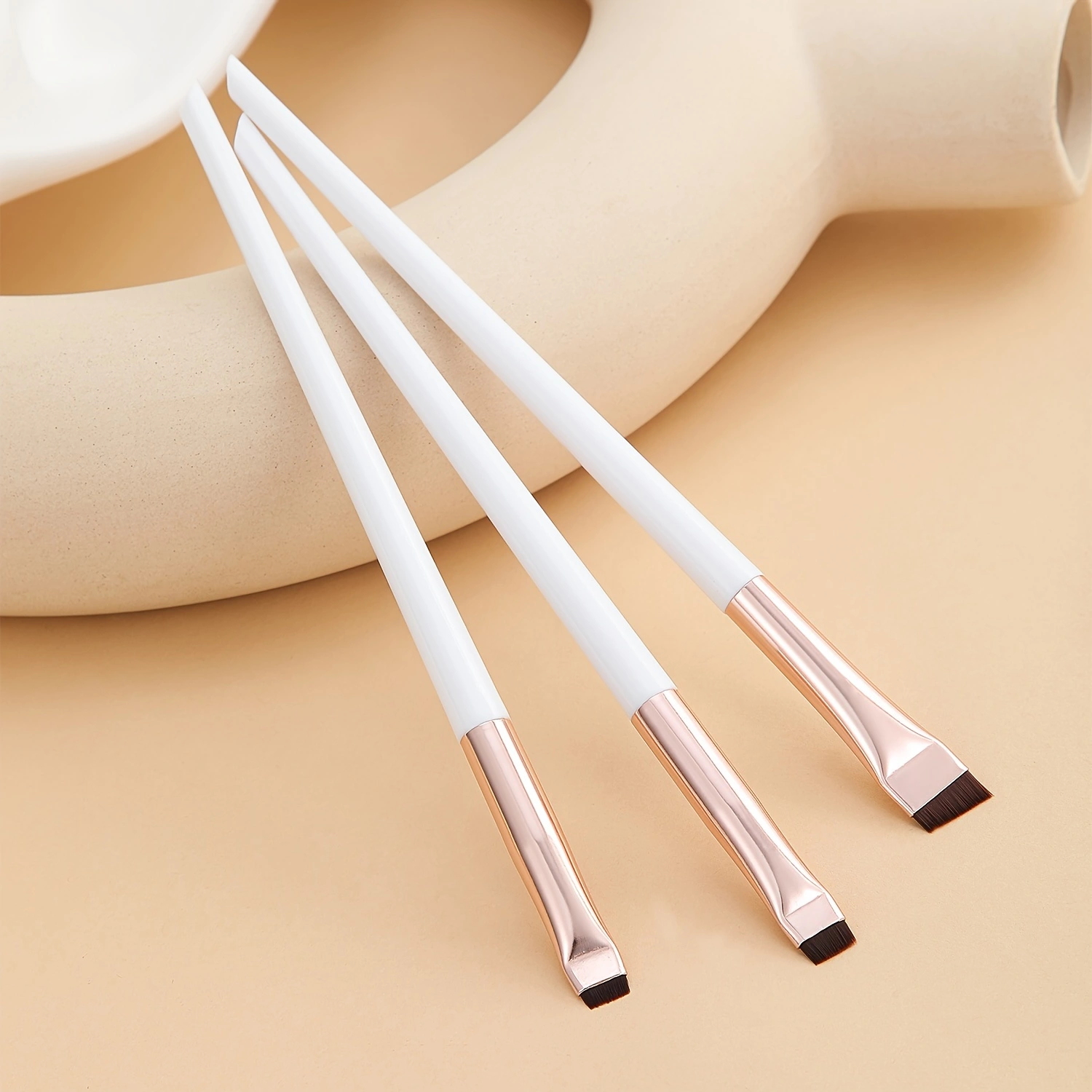 Ultra-Thin Eyebrow Brush Set -3Pcs Angled Precision Eyeliner MakeupBrushes, Synthetic Bristles Slanted Eyeshadow Eye Brow Tintin