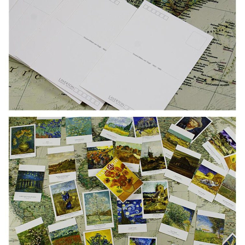 30 pièces/ensemble célèbre peintre peinture à l'huile carte postale tournesol, nuit étoilée, autoportrait, Iris fleur carte postale carte de voeux