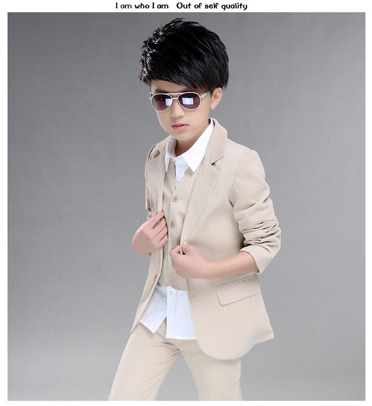 Børnedragt fløjlsbukser til drengetøj slanke bryllupsdragter til drenge hvid og blå 5t-12t: Som billede 1 / 7t