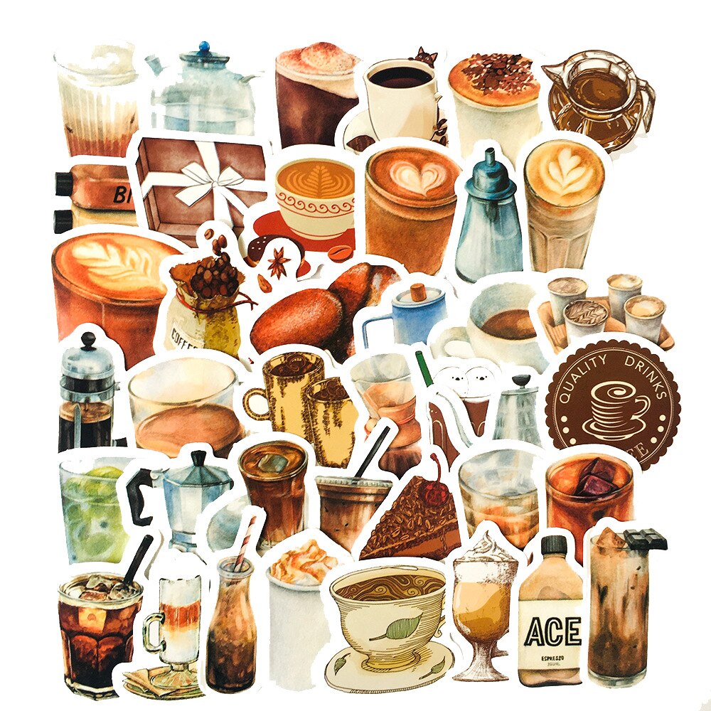 57 teile/satz kaffee serie aufkleber DIY scrapbooking Tagebuch Basis Collage glücklich planer dekoration aufkleber: B 40Stck 1Tasche