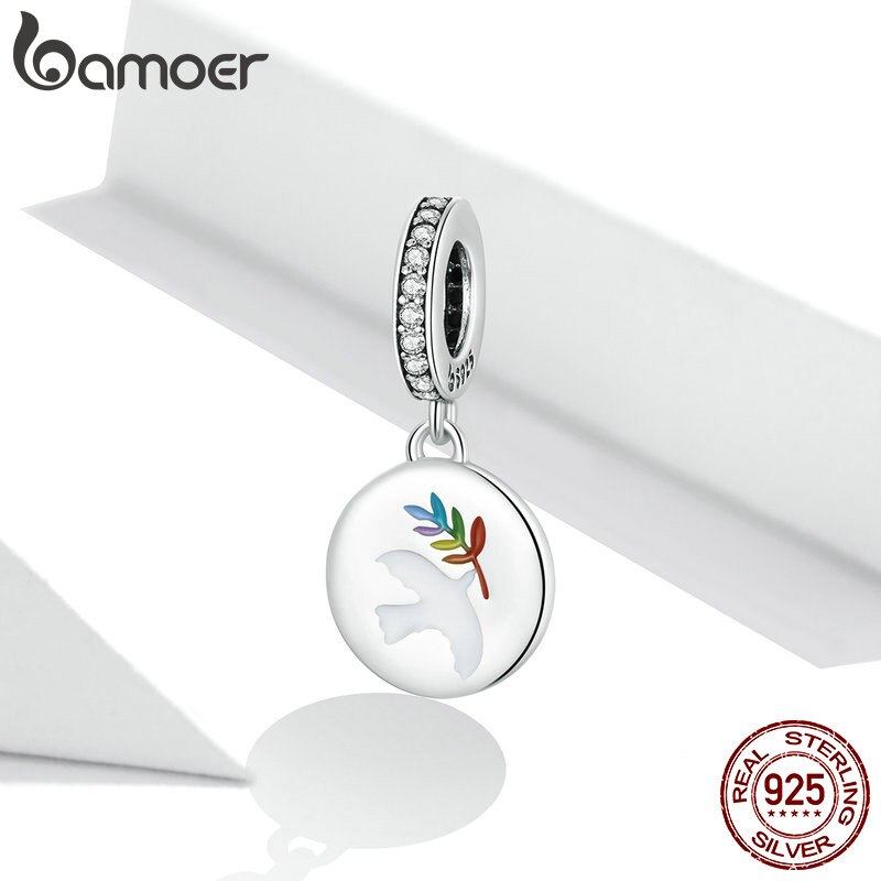 Bamoer Autentico 925 Gioielli in Argento sterlina tariffa la ritmo Colomba Fascino per Originale Argento Borda il Braccialetto & Braccialetto FAI DA TE BSC366