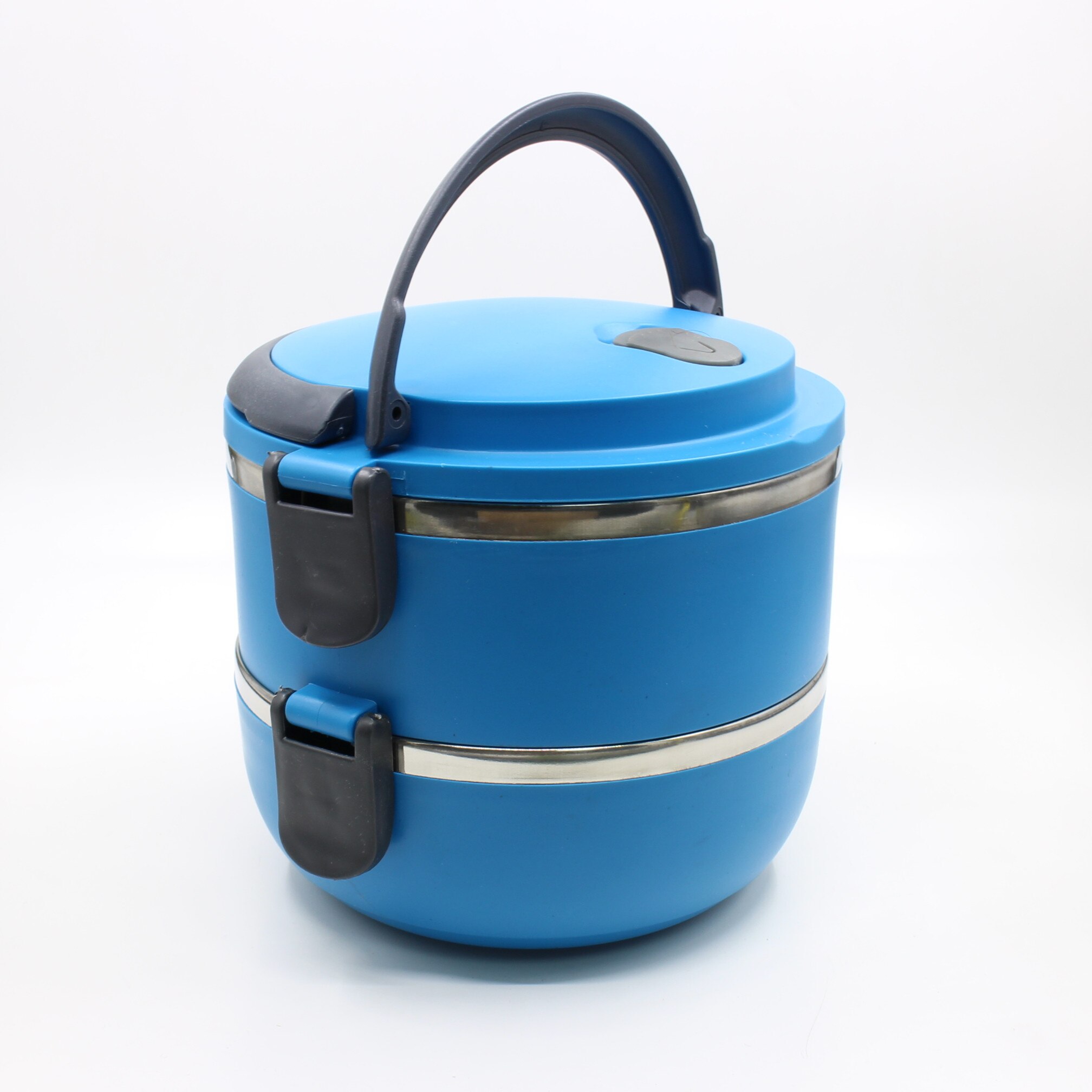 Rvs lunchbox milieuvriendelijke plastic thermische voedselcontainer draagbare lunchbox voor kinderen kantoor school bento lunchbox: Blauw 2 laags