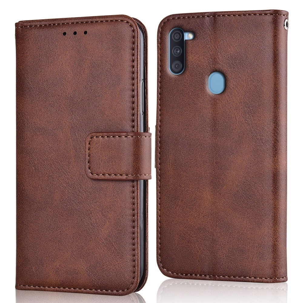 Voor op samsung galaxy  m11 hoesje cover voor samsung galaxy  m11 coque portemonnee leren hoesje voor samsung  m11 hoesje: Niu-bruin