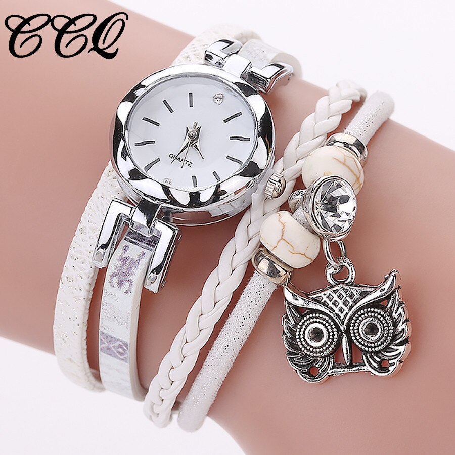 luxe femmes filles Bracelet analogique Quartz montre hibou pendentif dames Bracelet montre strass montre-Bracelet Relogio Feminino: B