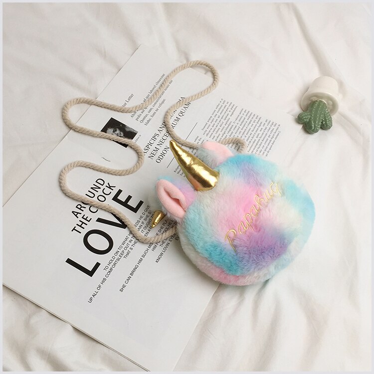 Bolso de mujer unicornio bolso de mano bolso de hombro con cremallera bolso lindo mensajero portátil Bolso pequeño de bandolera para mujer