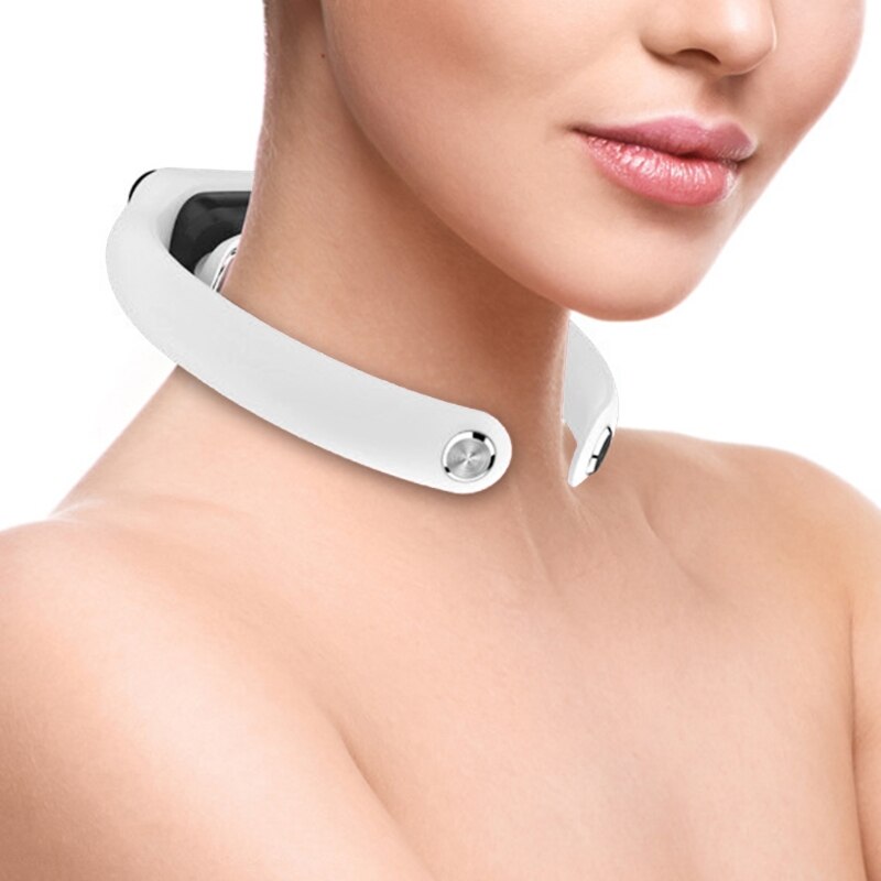 Neck Massager with Heat Intelligent Wireless Electric Pulse Massager Portable Travel Cordless for Home Office Use