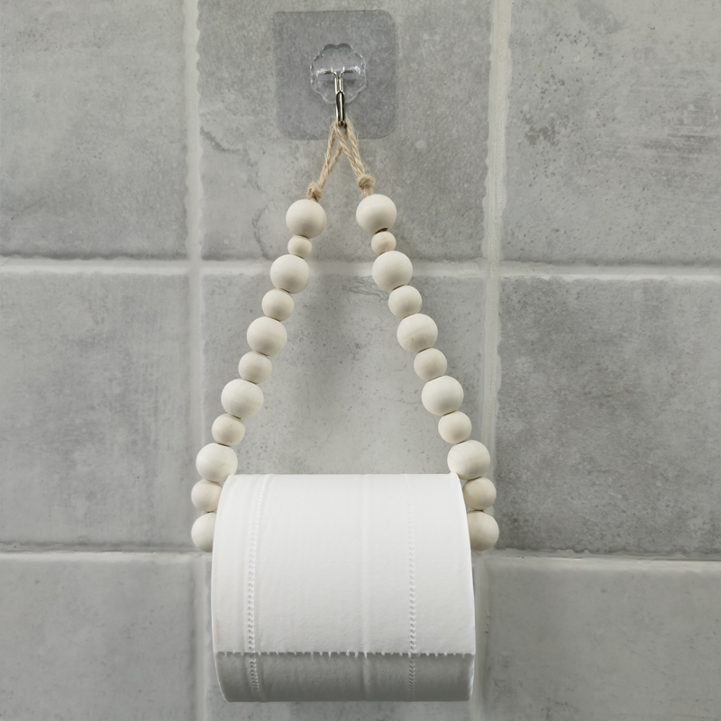 Badezimmer Dekor Hanf Seil Zauberstab-Wc Papier Halfter mit Holz Perlen retro Handtuch Gestell-Heimat Dekoration Wc Rolle stehen: Neu(55cm)