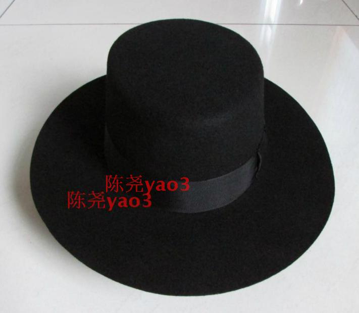 Klassiska män röd 100%  ullfilt fedorahatt vinter kvinnor tomma fedorahattar höst herr brun ylle trilby kepsar bred brätte b -8128: Svart / 60cm