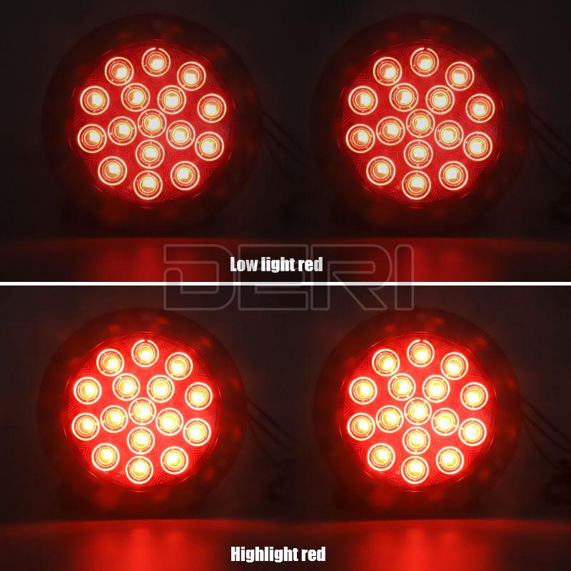 2 Stuks 4Inch Ronde Auto Led-achterlicht 16 Led Side Lights Tail Remlicht Lamp Voor Auto Truck caravan Trailer 4X4 Pickup 12V 24V