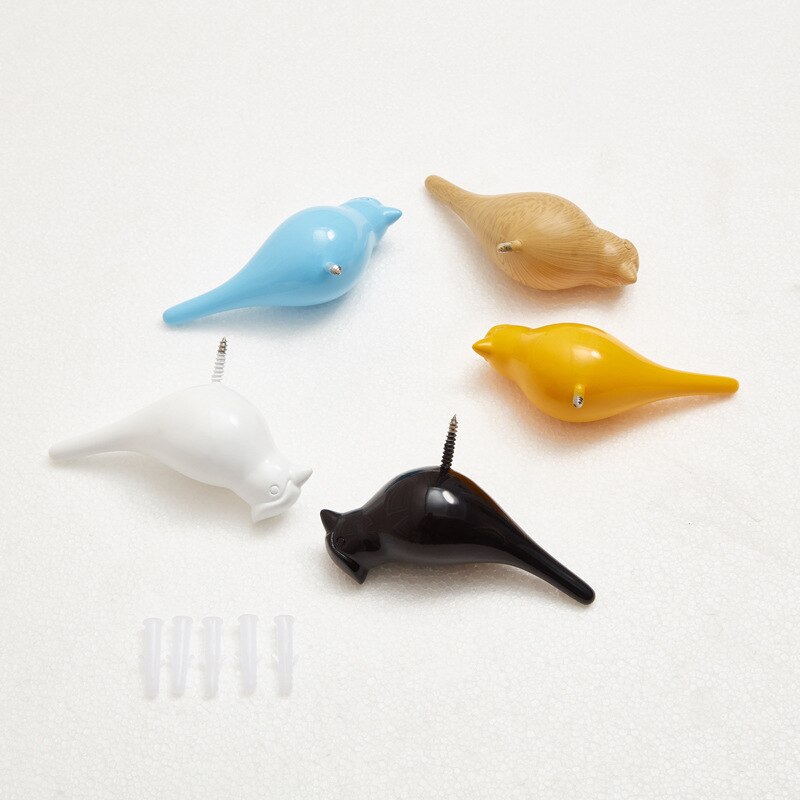 Kreatywna ściana haki ozdoba w kształcie ptaka żywica drewno ziarna haki drzwi robić sypialni po zwierzęta haki 3D wieszak na płaszcze pojedynczy wieszak ścienny