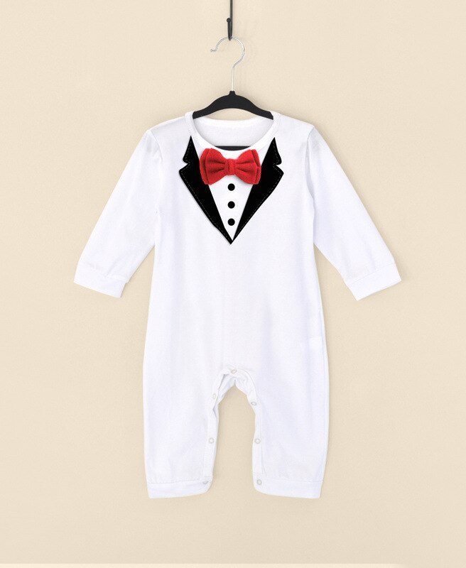 Peuter Kid Baby Baby Boy Kleding Gentleman Pak Lange Mouw Romper Vlinderdas Jumpsuit Een stuk Outfit Baby Kleding 0-3T