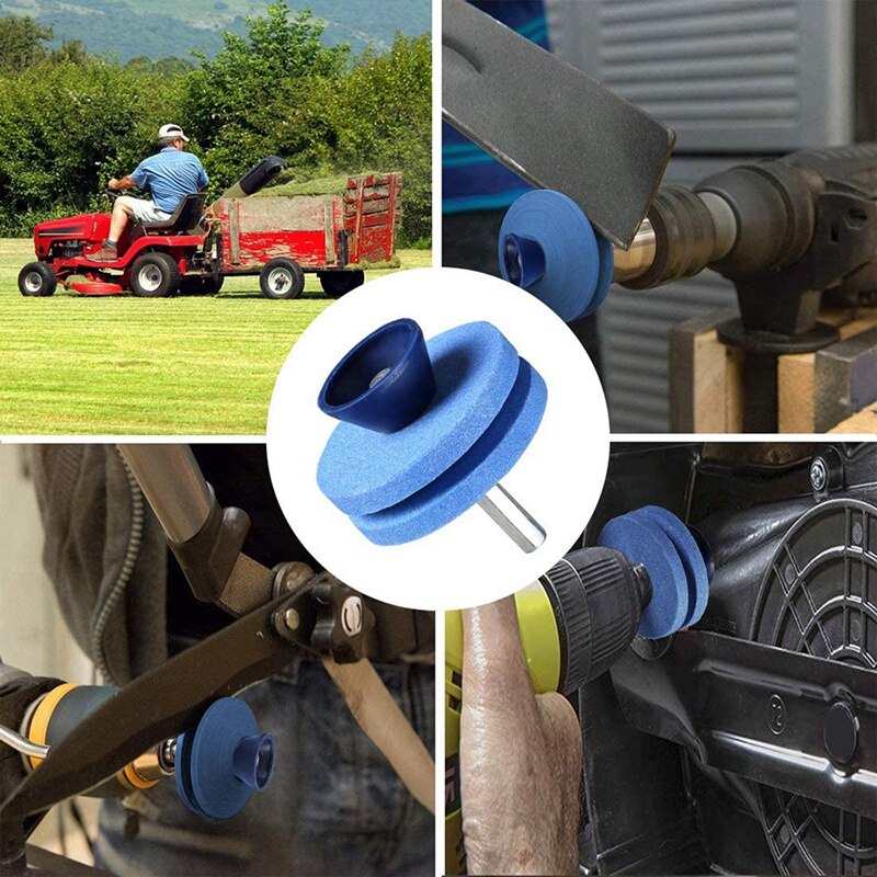 Universal Wear Resistant Lawn Mower Blade Sharpener, Double Layer Corundum Lawn Mower Blade Sharpener 3PACK