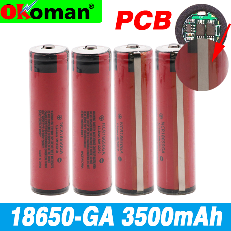 Original 18650 GA 3.7 v 3500mah 18650 Lithium Rechargeable Battery Welding with Protection (PCB) batteries