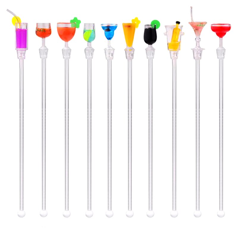 10pcs/set 23cm Wine Glass Bar Swizzle Mixing Sticks Cocktail Drink Stirring Sticks Mixer Muddler for Restaurant Bar Party Cafe
