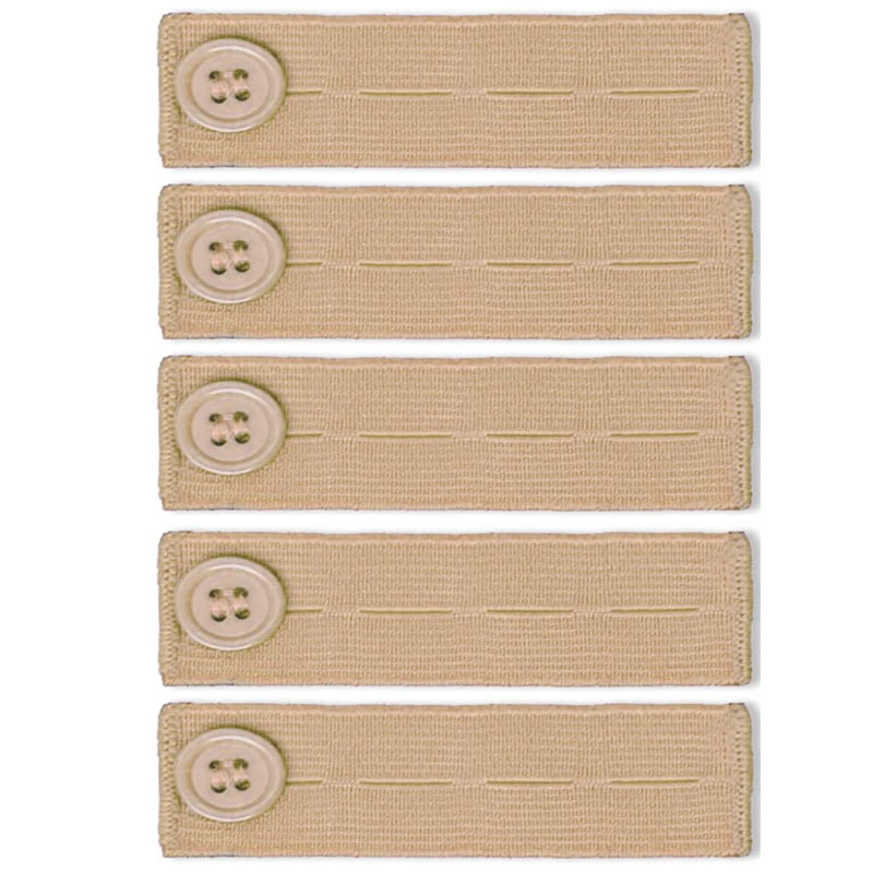 5pcs/lot Adjustable Elastic Waist Extenders Belt Waistband Expanders for Men Women Trousers Jeans Pants Button Extenders: Beige