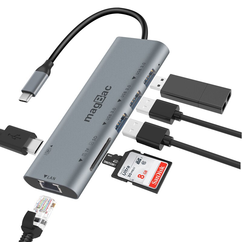 Hp Elitebook Usb C Hub Dell Docking Station Usb Type C Hub 4K Hdmi Lan Laptop Dock Staiton Voor dell Lenovo Macbook Pro Air: Default Title