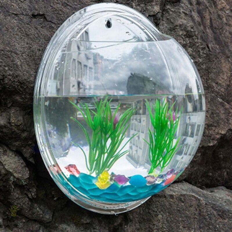 Halfronde Muur Opknoping Glas Plant Bloem Vaas Hydrocultuur Terrarium Vis Kom Tank Aquarium Voor Home Decor