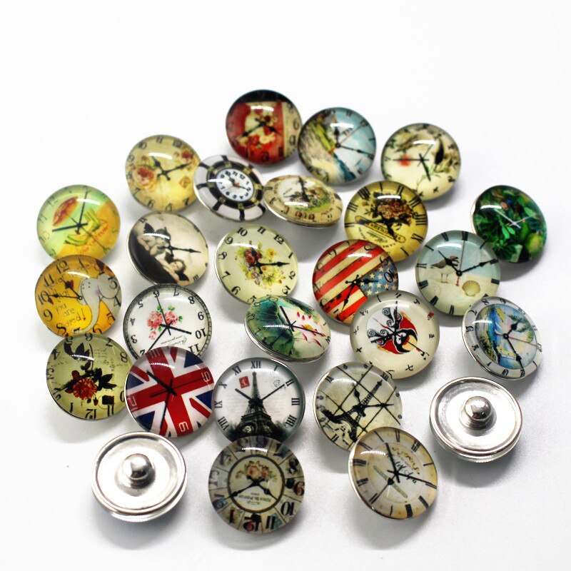 12 stk glass snapp Knapper 18mm Lær Lås snapp Armbånd Smykker