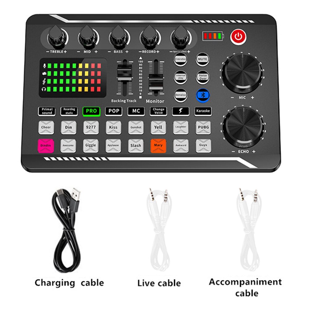 Voor Telefoon Computer Accessoires-Compatibel Mixer Met Led Light Thuis Party Audio Professionele Live Sound Card Adapter