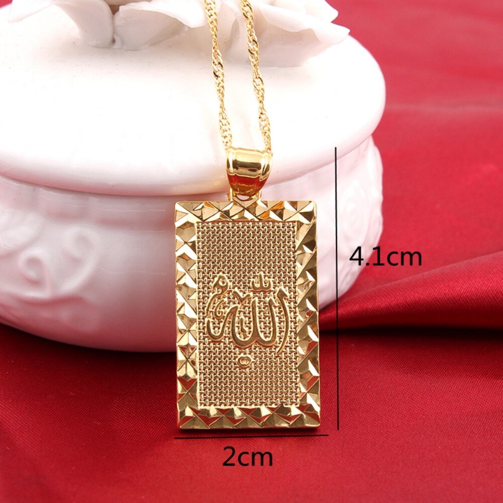 24K oro Color Allah islámico collar con libre de cadena Mujer de la joyería de los hombres