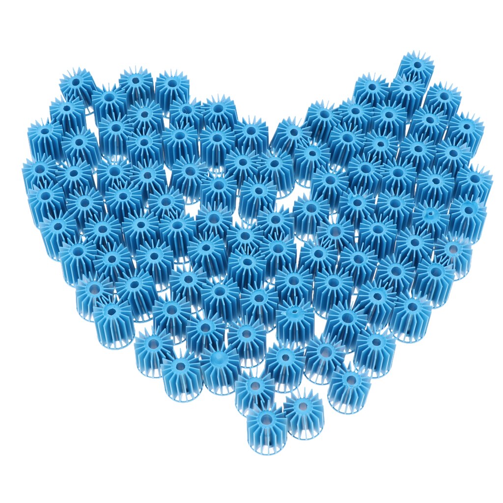 100Pcs Plastic Aquarium Aquarium Verse Marine Water Biochemische Bal Filter (Blauw)