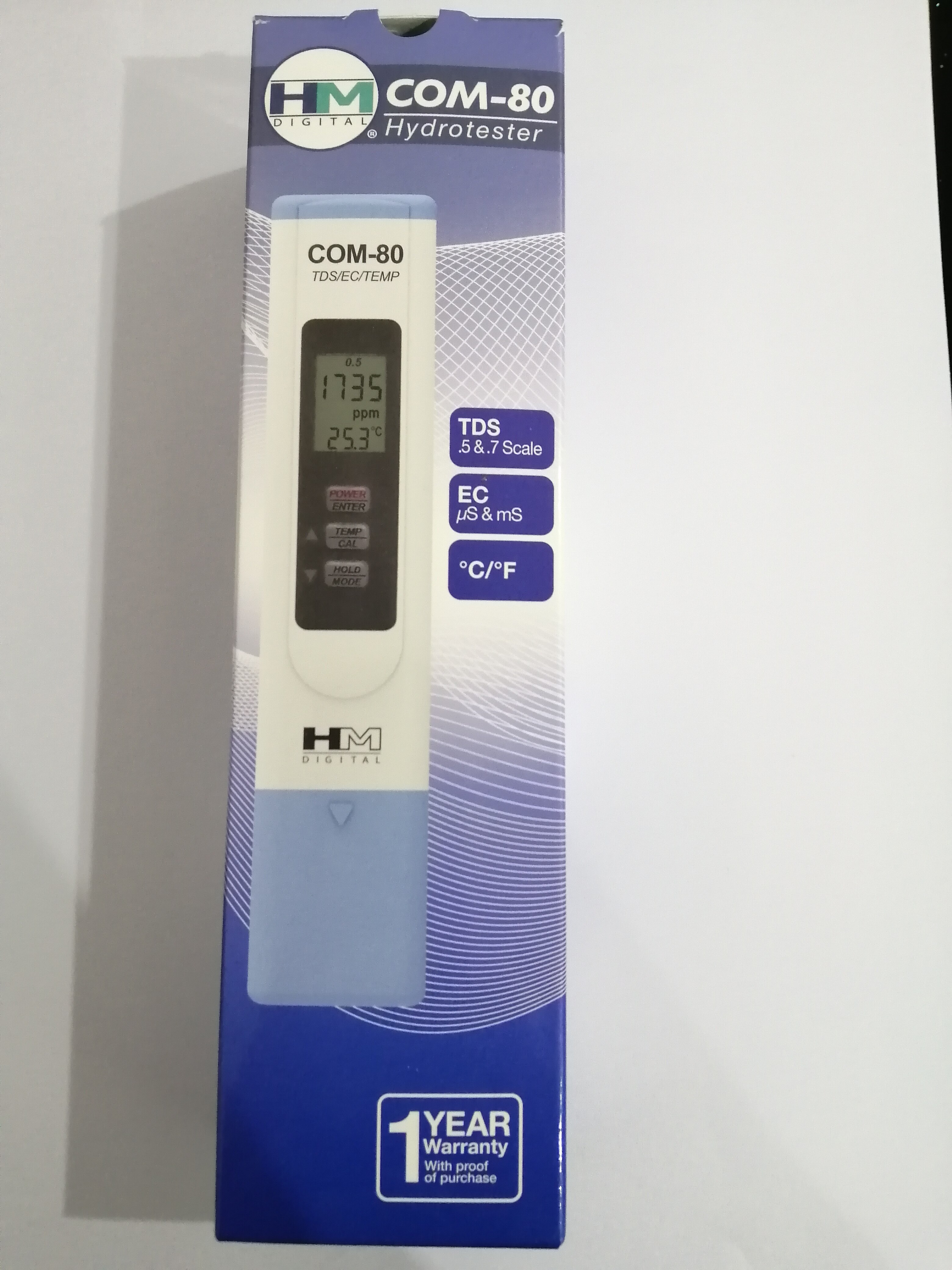 Hm com -80 digital tds måler ec tester 3 i 1 tds temp ec testere vannmåler vannrenhetsmål til basseng 20% av