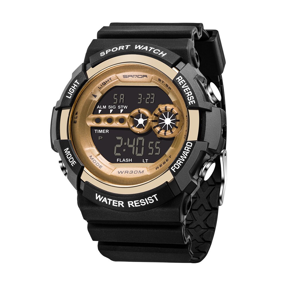 Heren Sport Horloge Led Digitale Datum Alarm Display Waterdichte Horloges Mannelijke Multifunctionele Elektronische Pols Klok Reloj Hombre Homme: Gold 