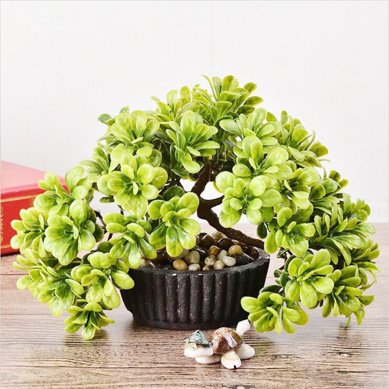 Cute 18 CM Green Small Bonsai Tree in Pot Artificial Plant Decoration for Office/Home Table Decor
