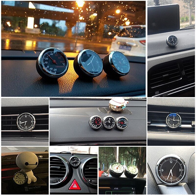 Heißer Auto Leucht Uhr Thermometer Hygrometer Interne Stock-Auf Armaturenbrett Auto Innen Ornament Styling Zubehör ^