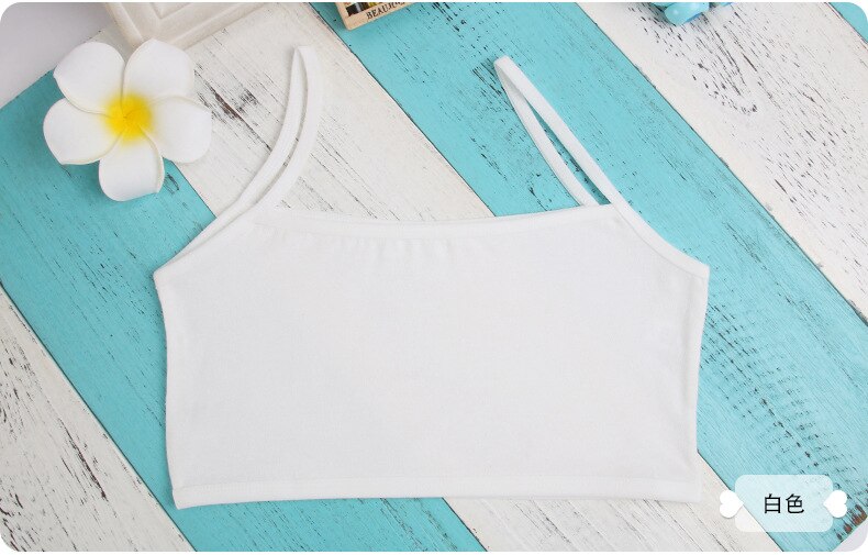 låve undertøy modell 100%  bomull jenter tank topp godteri farge undertrødu jenter singlet baby kamisole BH topper sport undies: Hvit