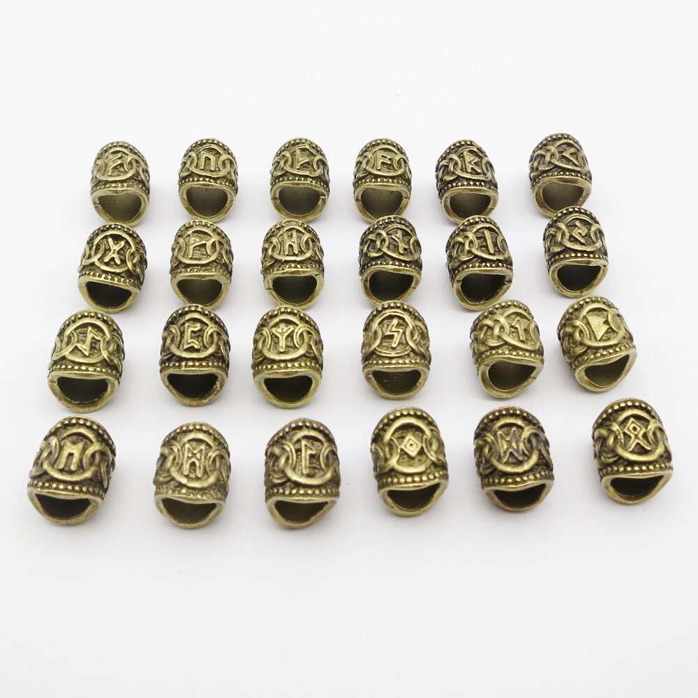 24Pcs/5Pcs Brons Viking Rune Haar Vlecht Dread Dreadlock Baard Kralen Ringen Buizen Voor Mannen Vrouwen Haar accessoires