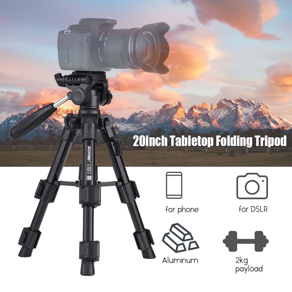 Zomei Q100 Lichtgewicht Mini Reizen Tafelblad Tafel Statief Desktop Camera Statief voor Canon Nikon DSLR Camera Mobiele Telefoon Statief
