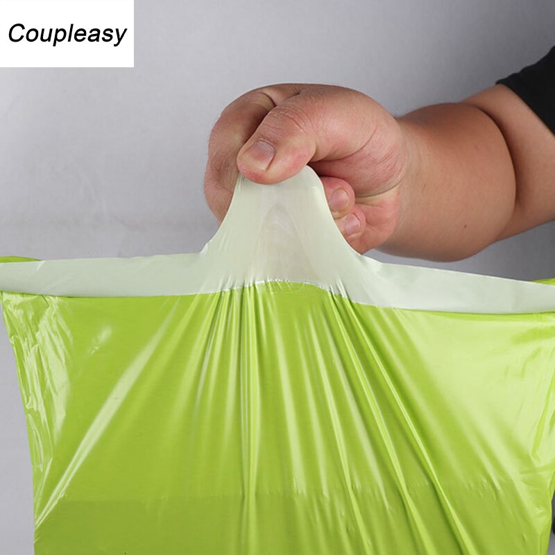 Sobres de correo verde impermeables, bolsas de plástico gruesas para correo de 7 tamaños, 10 unids/lote