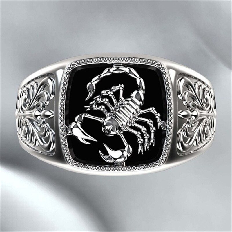 Gothic Men's 316L Stainless Steel Scorpio Embossed Ring for Punk Party Jewelry Anniversary