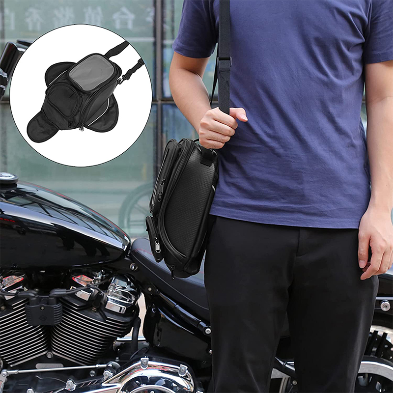 Waterproof Motor Tank Bag Black Oil Fuel Tank Bag Magnetic Motorbike Saddle Bag Single Shoulder Bag Motorcycle Backpack