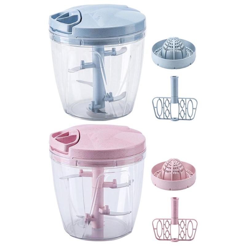 2 in 1 Portable 5 Blades Manual Meat Grinder Fruit Vegetable Shredder Slicer Food Chopper Mincer Mixer Blender Manual Juicer