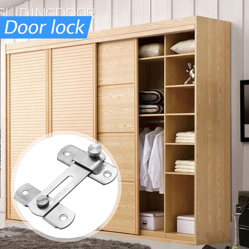 90 Degree Hasp Latches Stainless Steel Sliding Door Chain Locks Security Tools Hardware for Window Cabinet Hotel Home