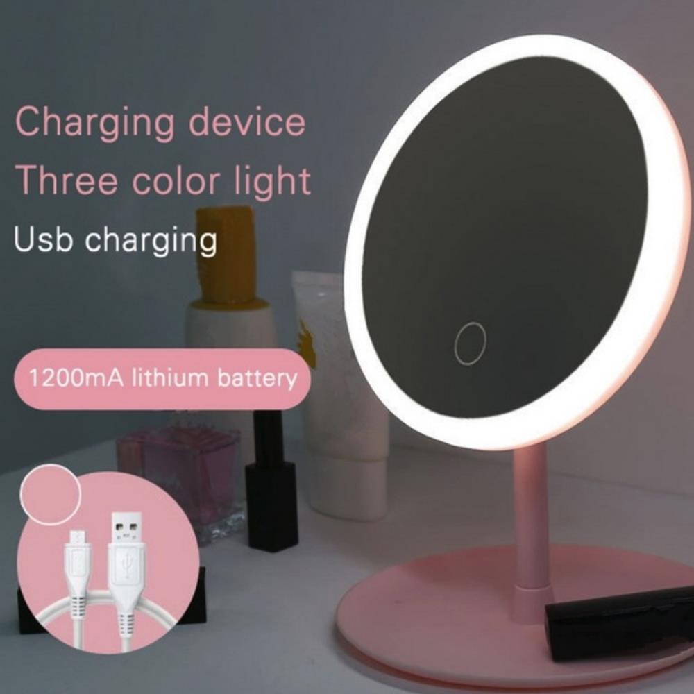 Miroirs Table miroir miroir lampe maquillage miroirs 90 ° Rotation cosmétique beauté réglable luminosité grossissant lumineux