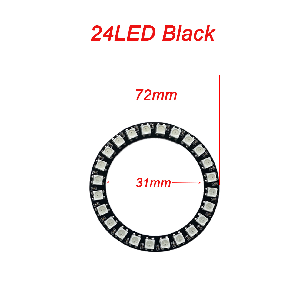 WS2812B Addressable Led Pixel Ring 8/16/24/35/45/60Leds WS2812 5050 RGB Led Diode Ring Color IC Built-in LED: Red