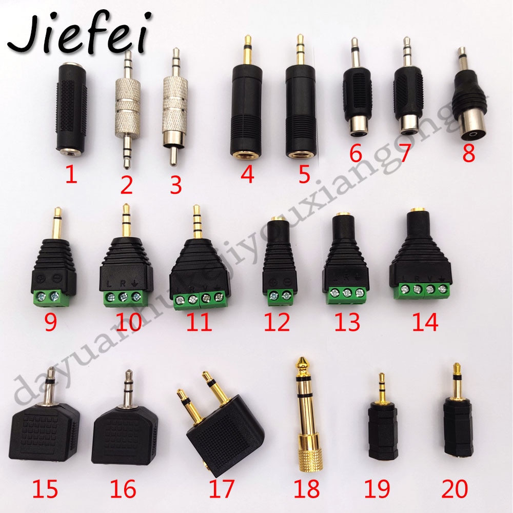 Ljudadapter 3.5mm Hane/Hona till RCA, 2.5mm, 3.5mm, 6.35mm - Mono/Stereo AV CCTV Kontakt