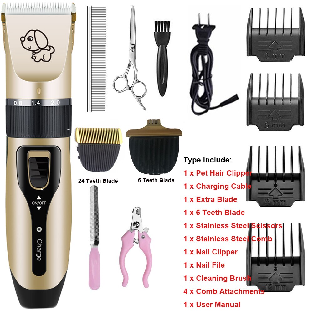 Dog Hair Trimmer Pet Hair Remover Cutter Grooming Cat Electrical Pet Clipper Rechargeable Low-Noise Pets Hair Cut Machine: TAPE C