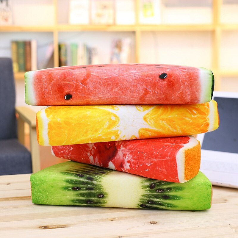 BABIQU 1pc Simulation Obst Kissen Wassermelone Orange Grapefruit Kiwi Plüsch Spielzeug weiche Angefüllte Kissen Lebensechte Obst Kreative