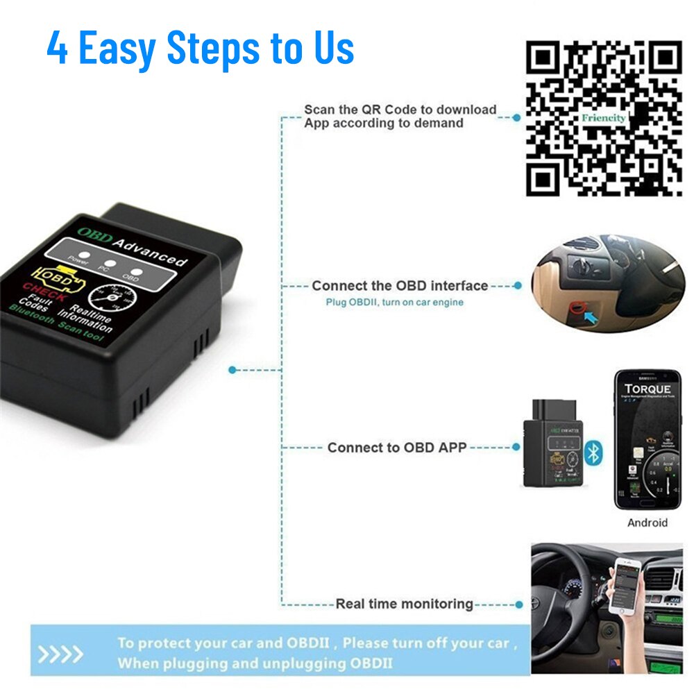 ELM327 Bluetooth OBD2 Code Scanner Automobile Fuel Consumption Tool for Android Auto Scanner Car Diagnostics Troubleshooting