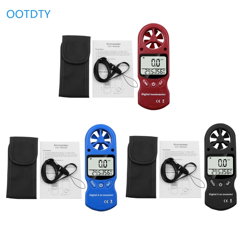 Handheld Lcd-scherm Digitale Anemometer Wind Meter Hygrometer Thermometer Air Flow Velocity Gauge Temperatuur Tester