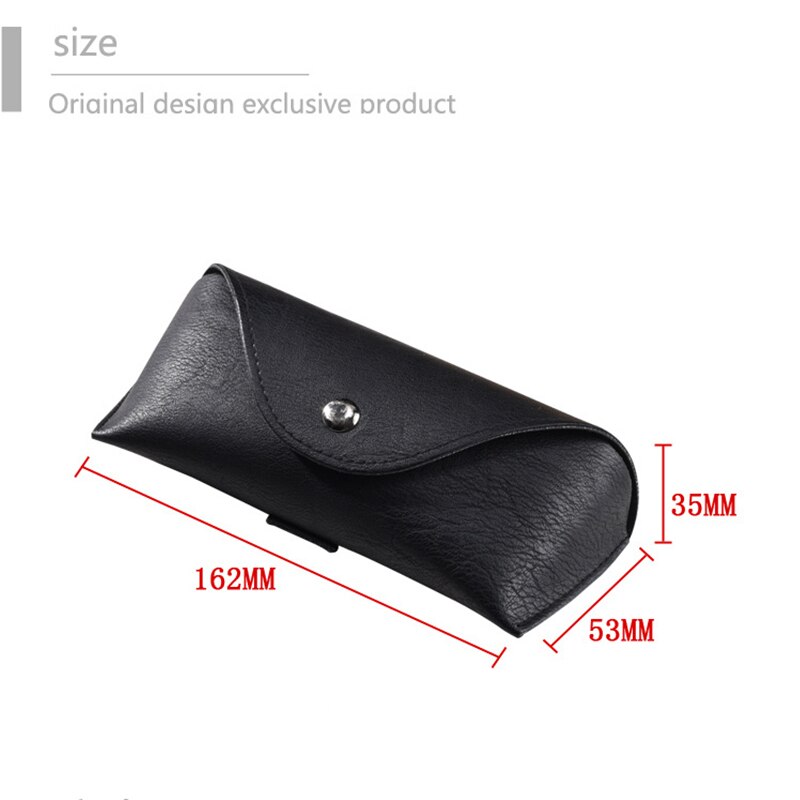 Bærbar talje pu læder briller solbriller æske etui sort cover folde solbrille etui iført bælte etuier 162*53*35mm